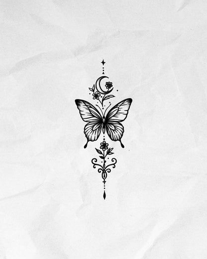 N°844 - Tatouage Papillon Lune