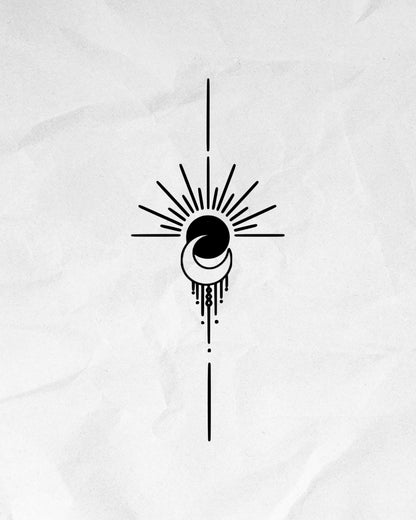 N°490 - Tatouage Soleil et Lune Ornemental