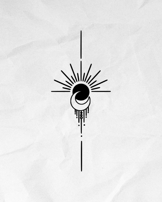 N°490 - Tatouage Soleil et Lune Ornemental