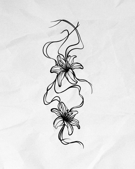 N°856 - Tatouage Lys Abstrait