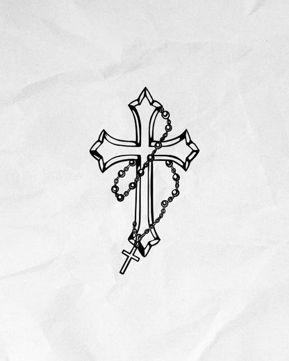 N°845 - Tatouage Croix Chapelet