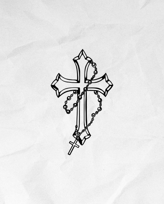 N°845 - Tatouage Croix Chapelet