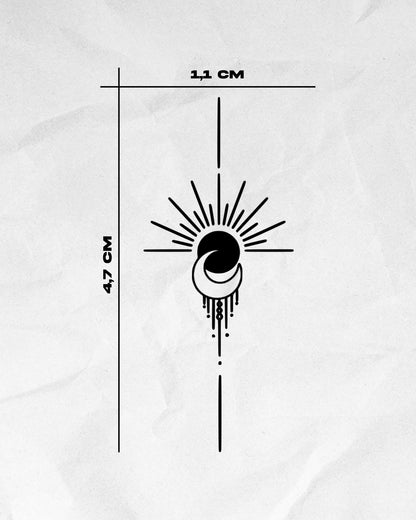 N°490 - Tatouage Soleil et Lune Ornemental
